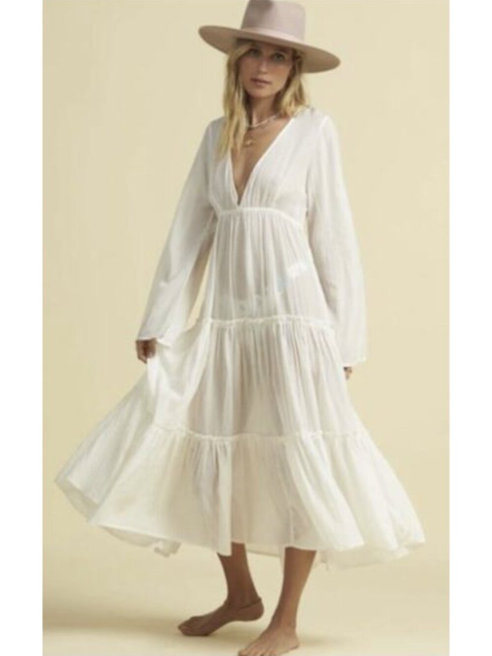 Billabong White Tiered Maxi Dress